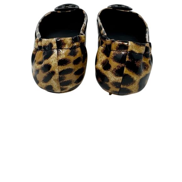 Tory Burch Minnie Leopard Print Patent Leather Travel Ballet Flats Size 7 - Picture 3 of 8